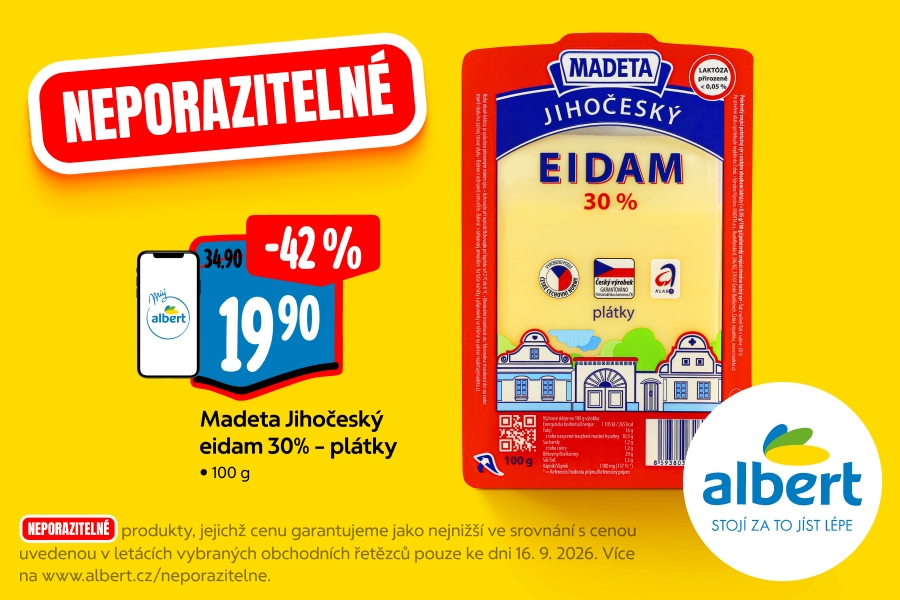 Madeta Jihočeský eidam 30% - plátky