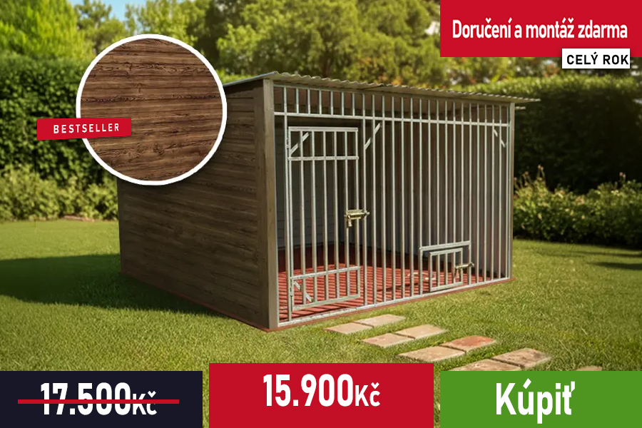 Psí kotec 3x2 m s vodorovným dřevem v akci!