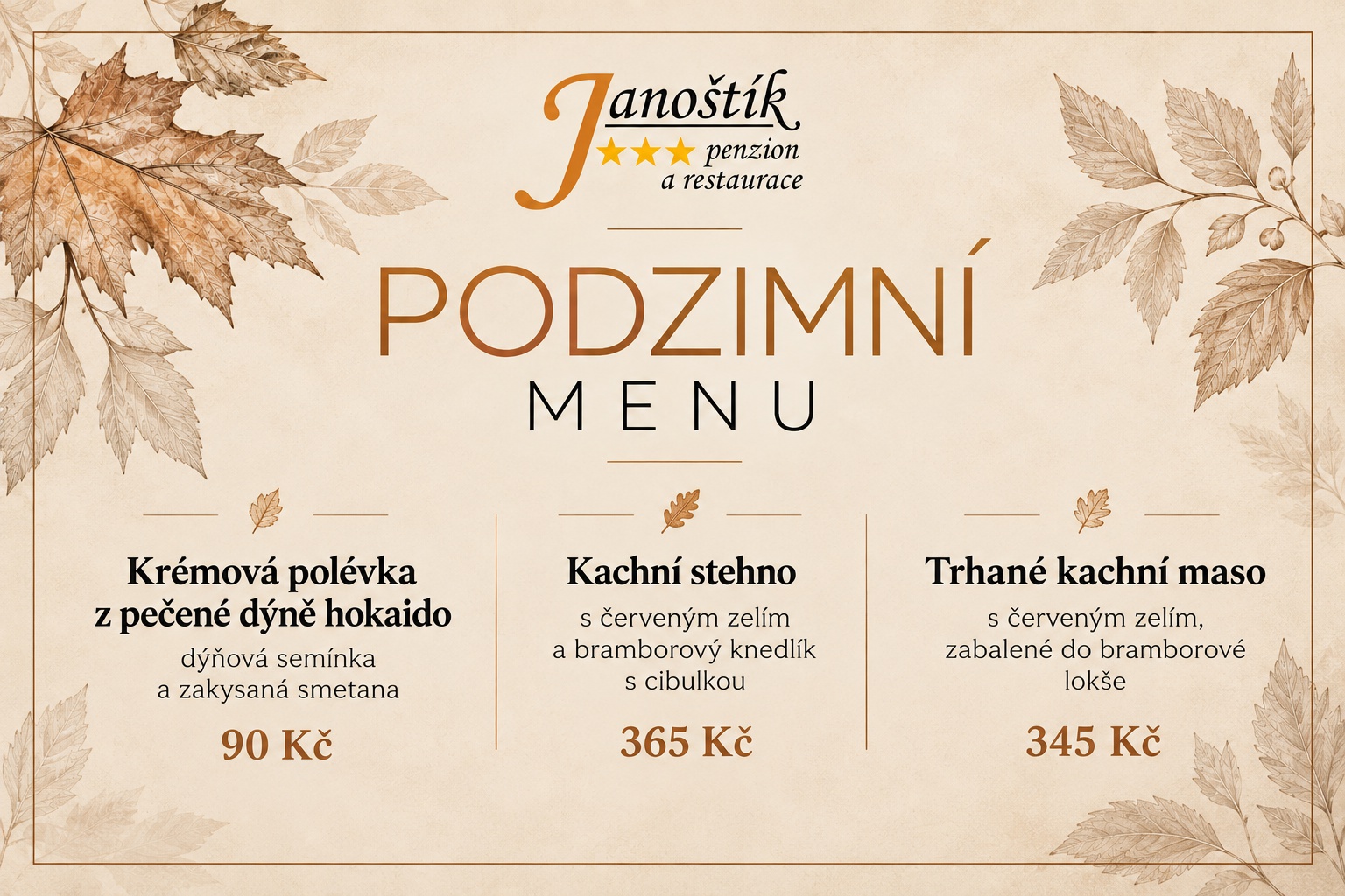 Podzimní menu v restauraci Janoštík