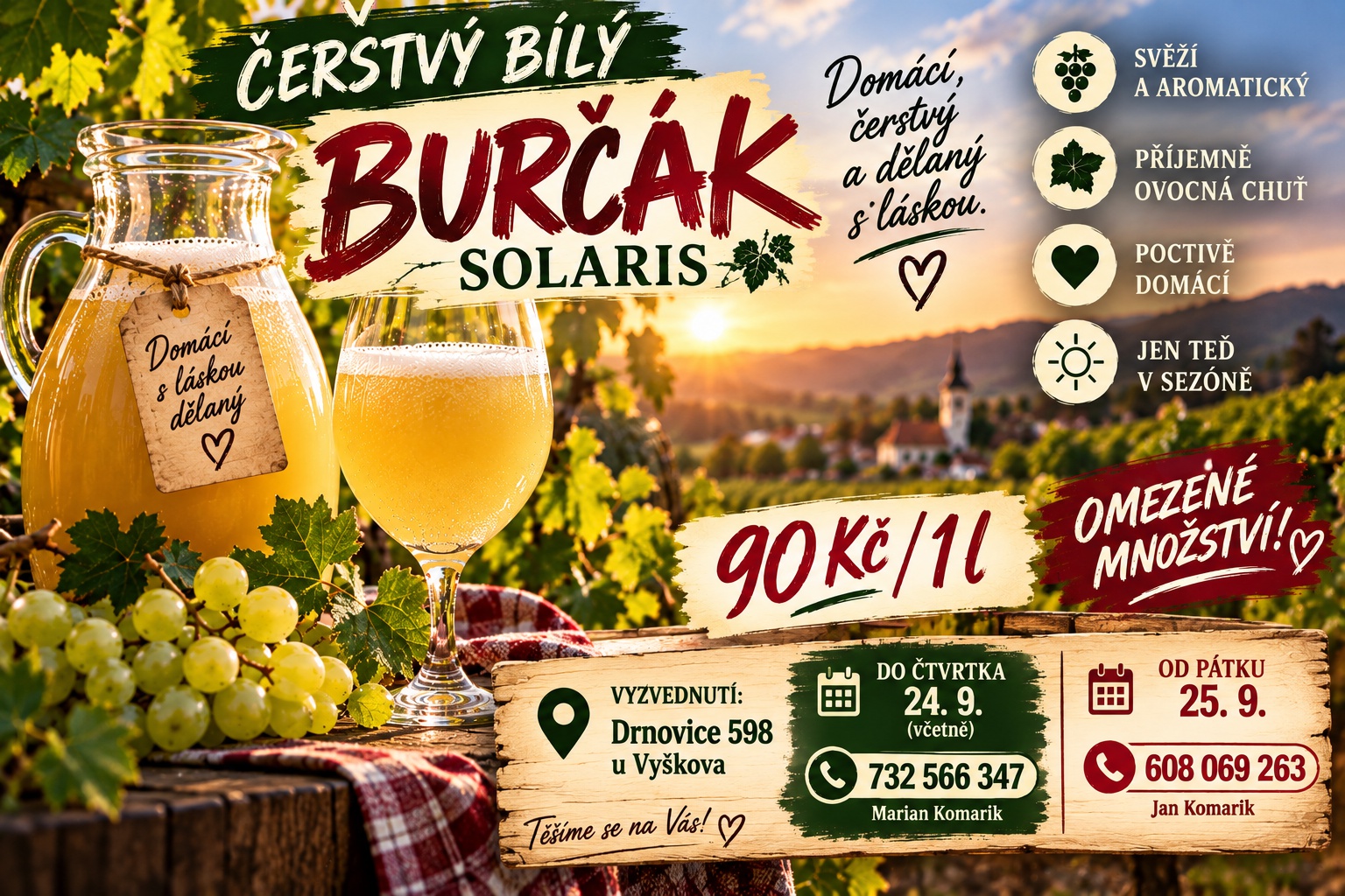 DOMÁCÍ BURČÁK – VYROBENÝ S LÁSKOU