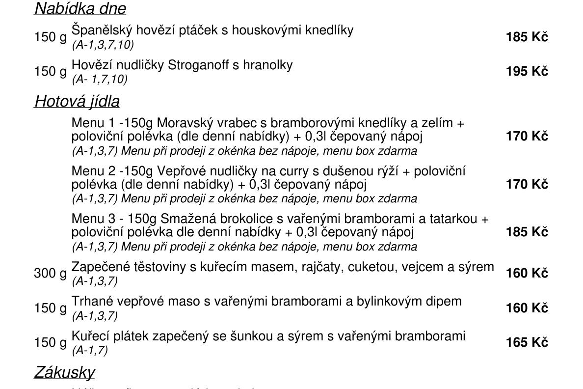Jídelní nabídka  3.9. 2026