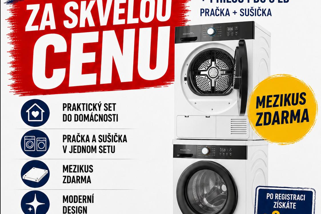 Set pračky a sušičky s mezikusem zdarma