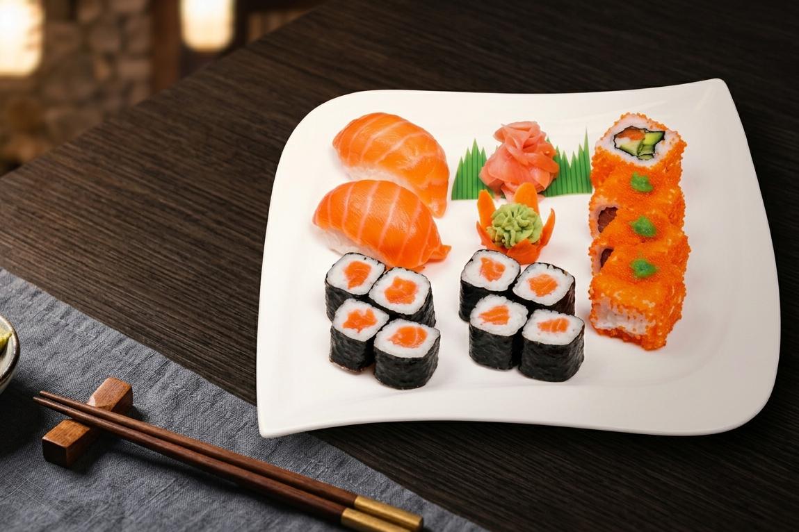 Sushi menu v Sakyo Street