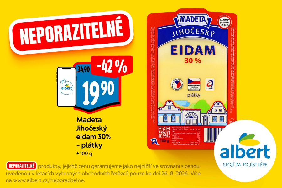Madeta Jihočeský eidam 30% - plátky