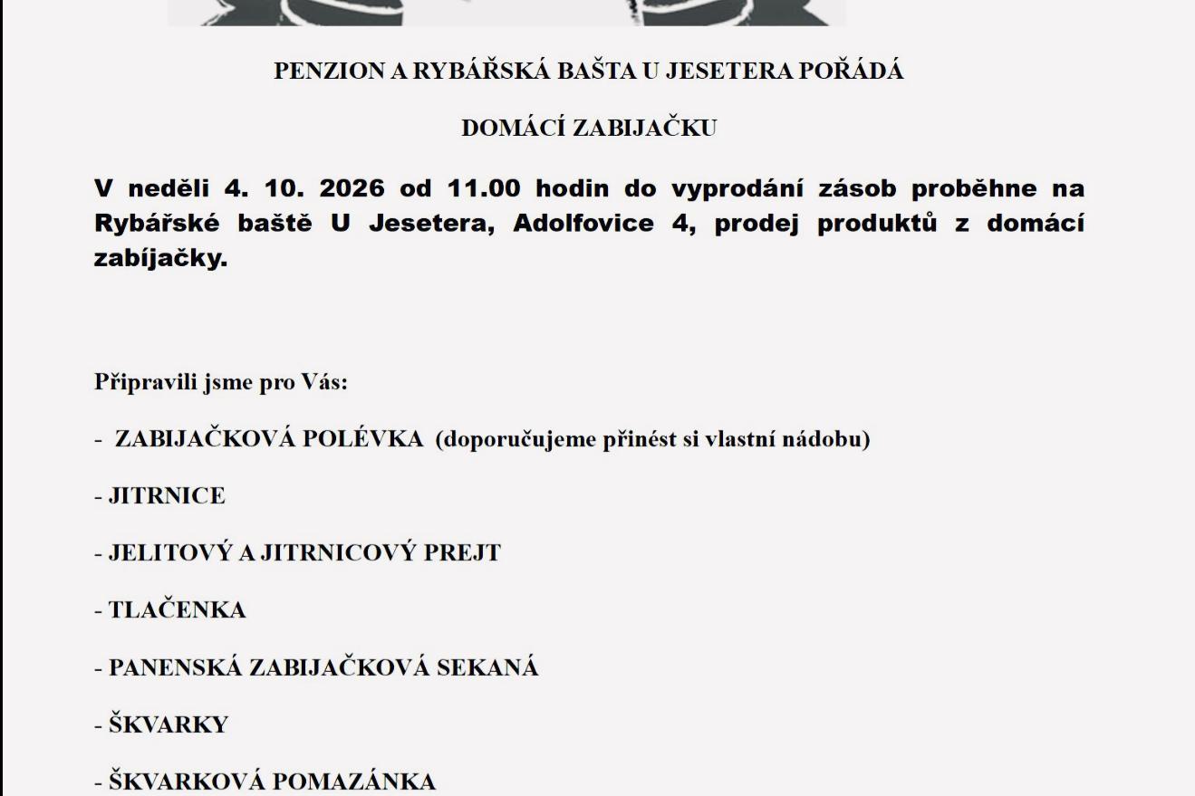 PRODEJ VÝROBKŮ Z NAŠÍ ZABIJAČKY