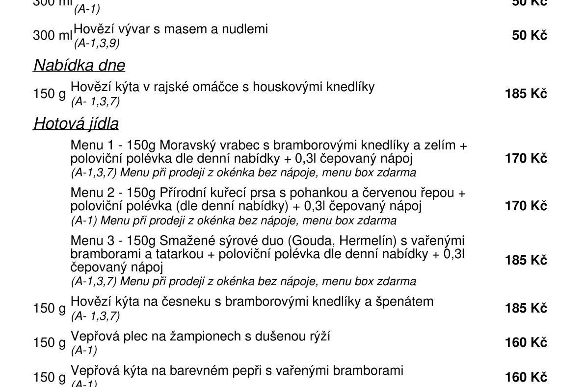 Jídelní nabídka  30.9. 2026
