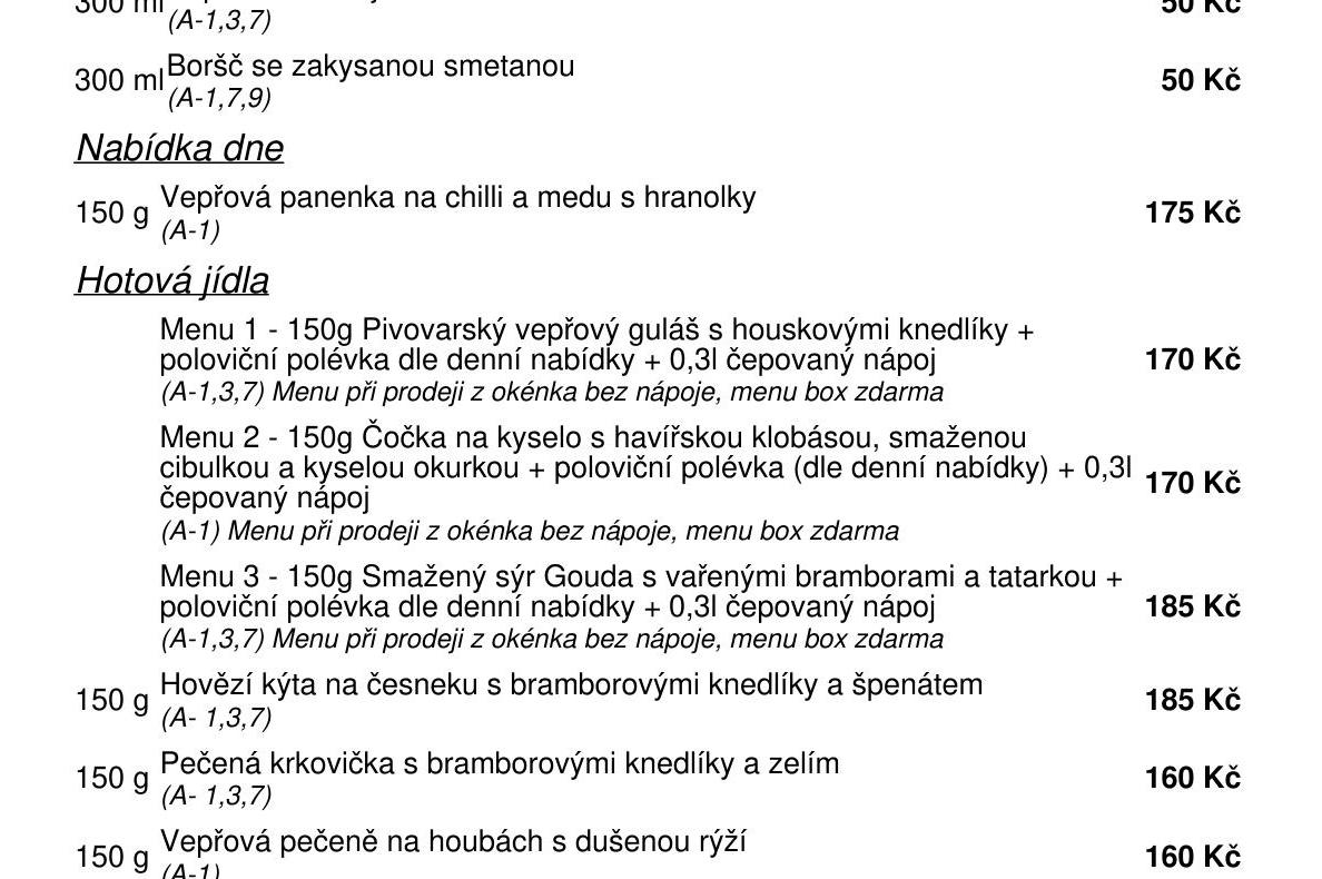 Jídelní nabídka  7.9. 2026