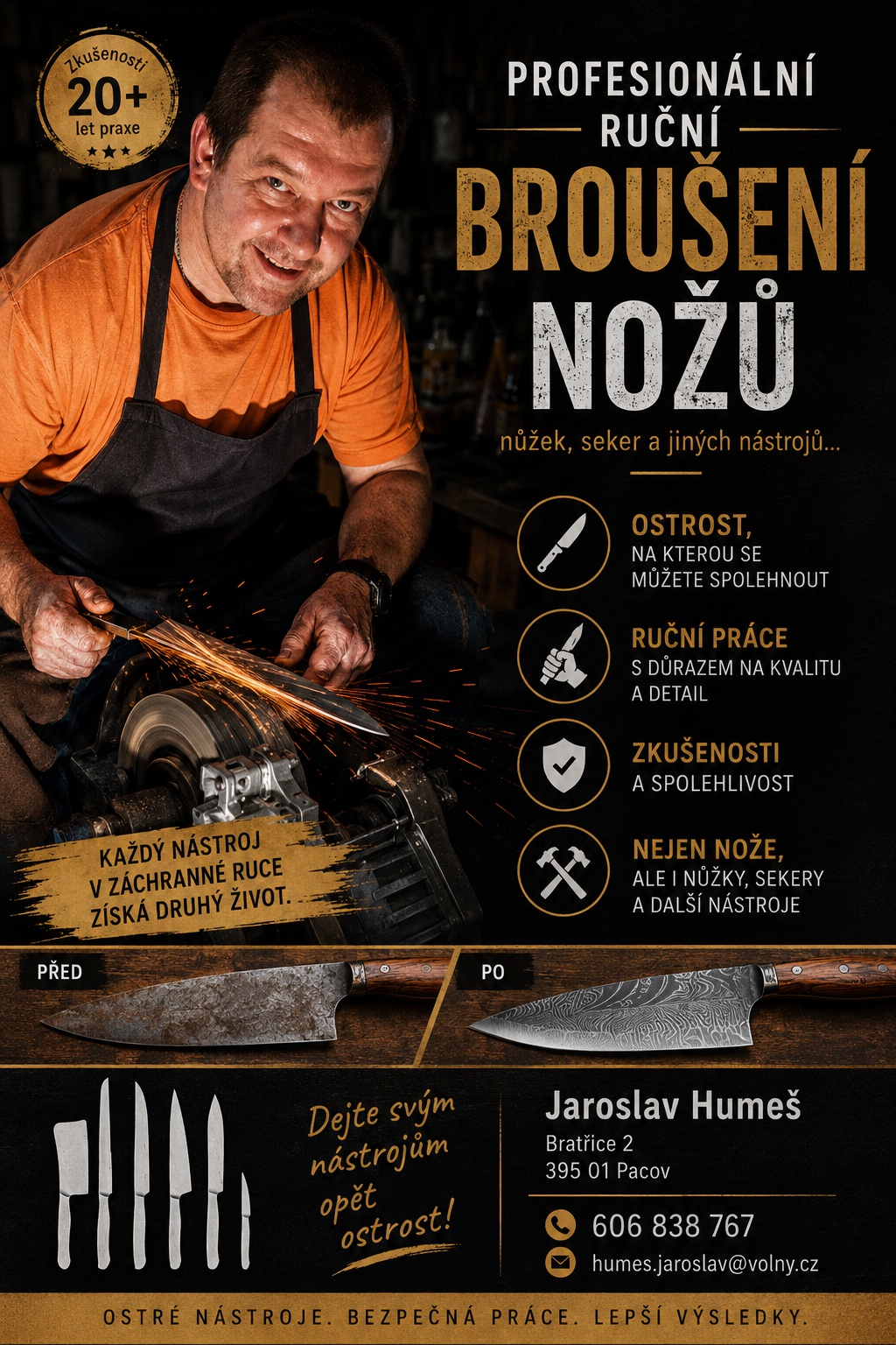 Jaroslav Humeš profesionální broušení nožů a nůžek foto 2