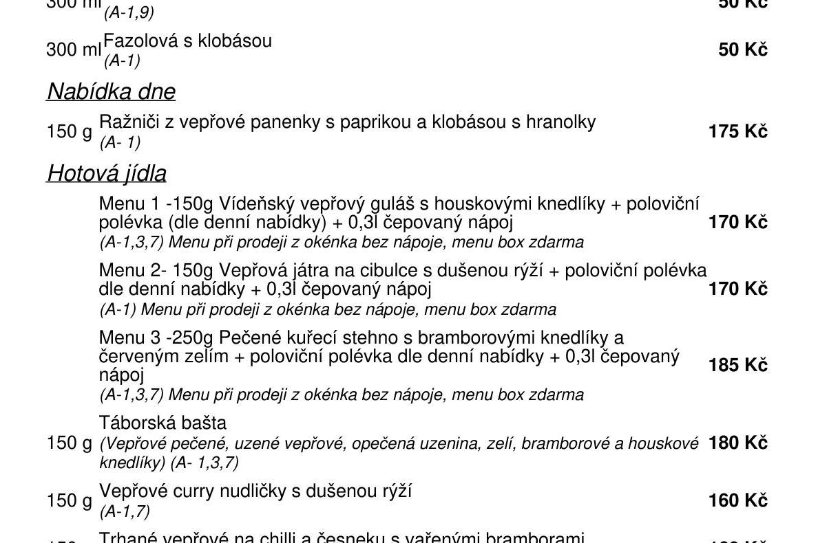 Jídelní nabídka  23.9. 2026