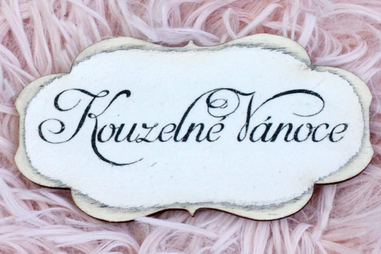 Cedulka “Kouzelné Vánoce” - barva bílá s patinou