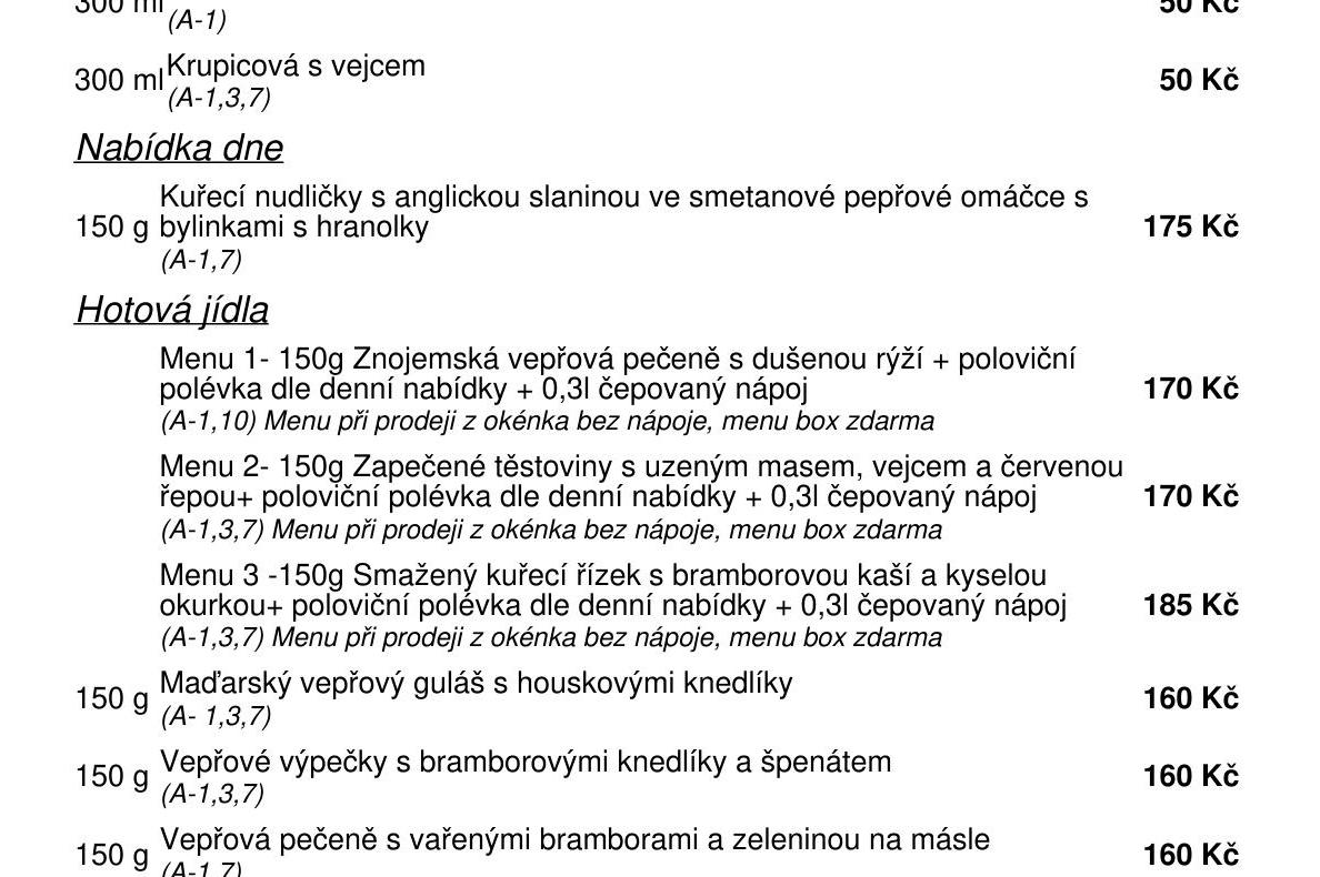 Jídelní nabídka  25.9. 2026
