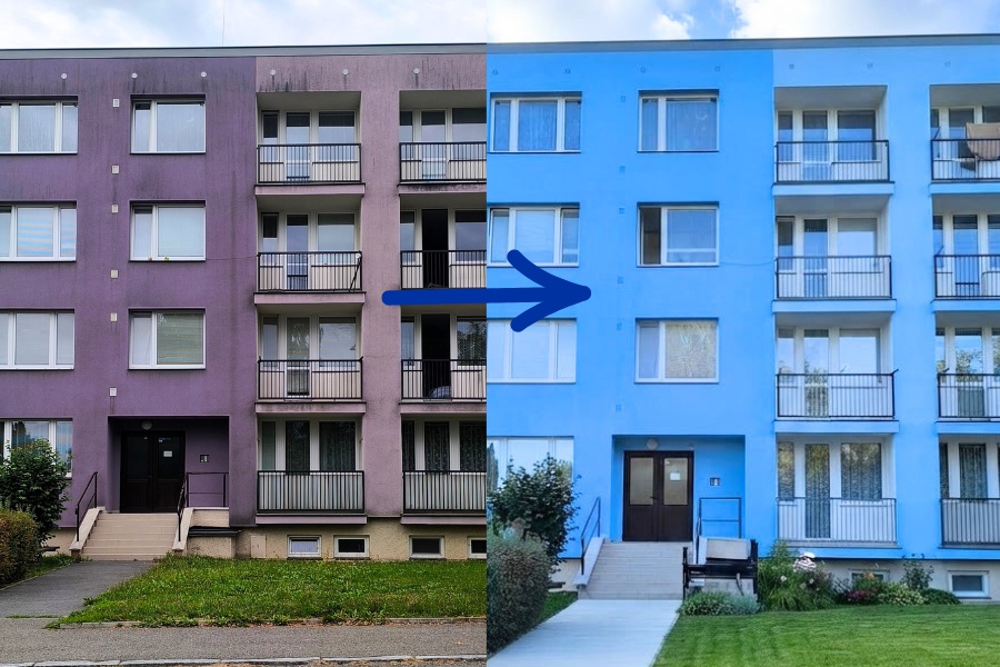 Čištění a nátěr panelového domu