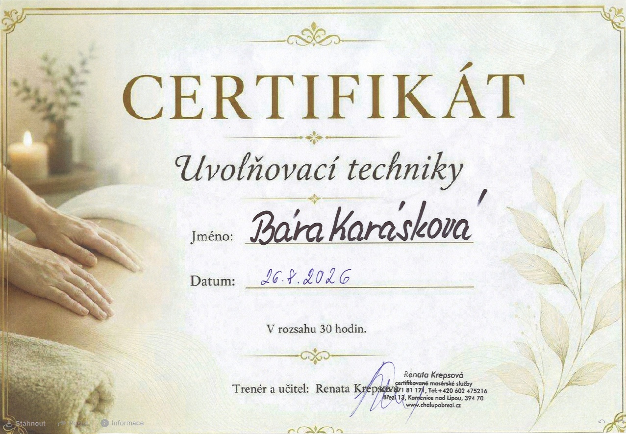 Mobilní masáže Barbora Karásková foto 5