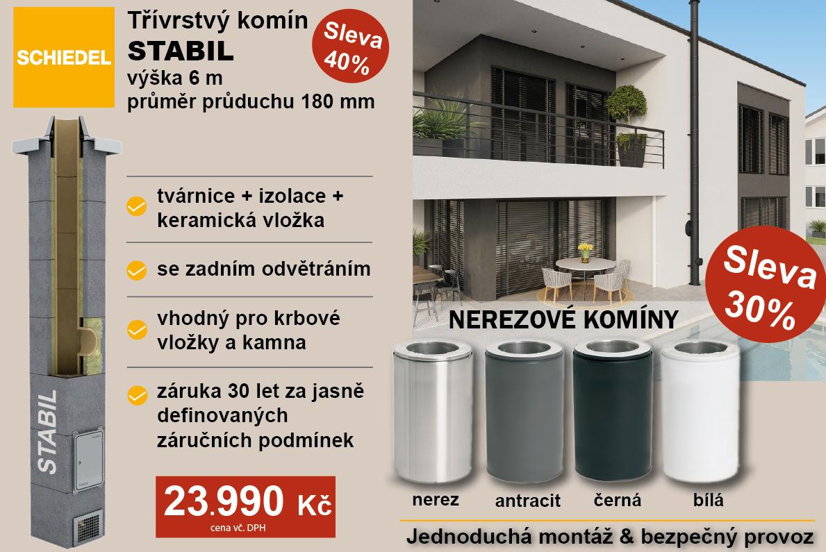 Moderní nerezový komín Schiedel s akční slevou 30%