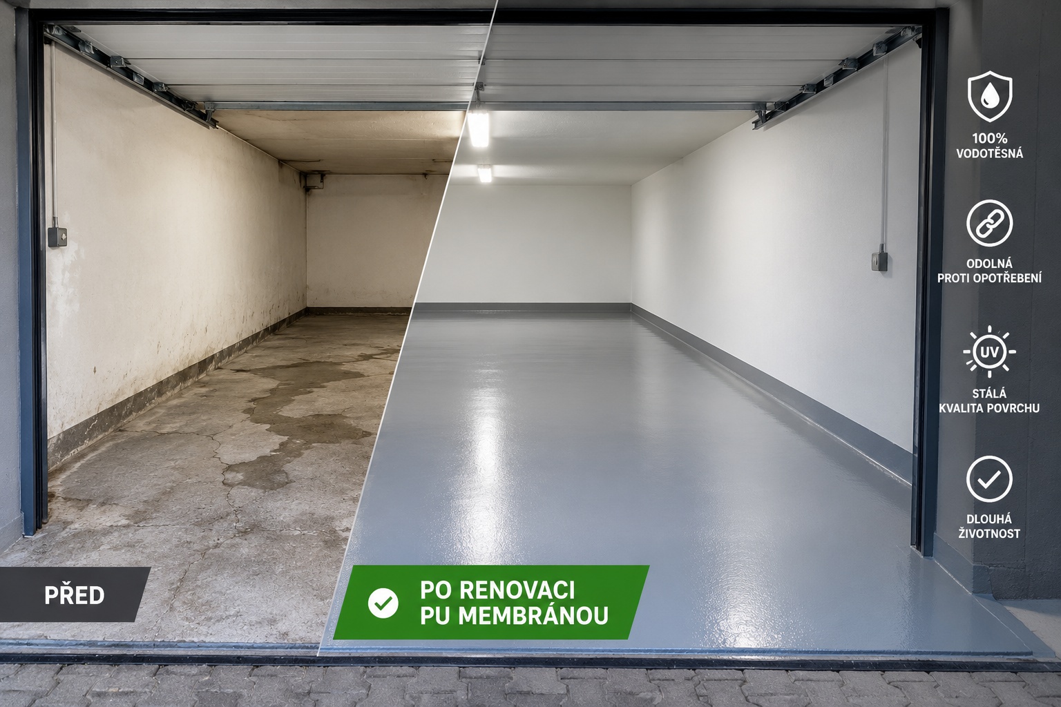 Renovace garážových stání.