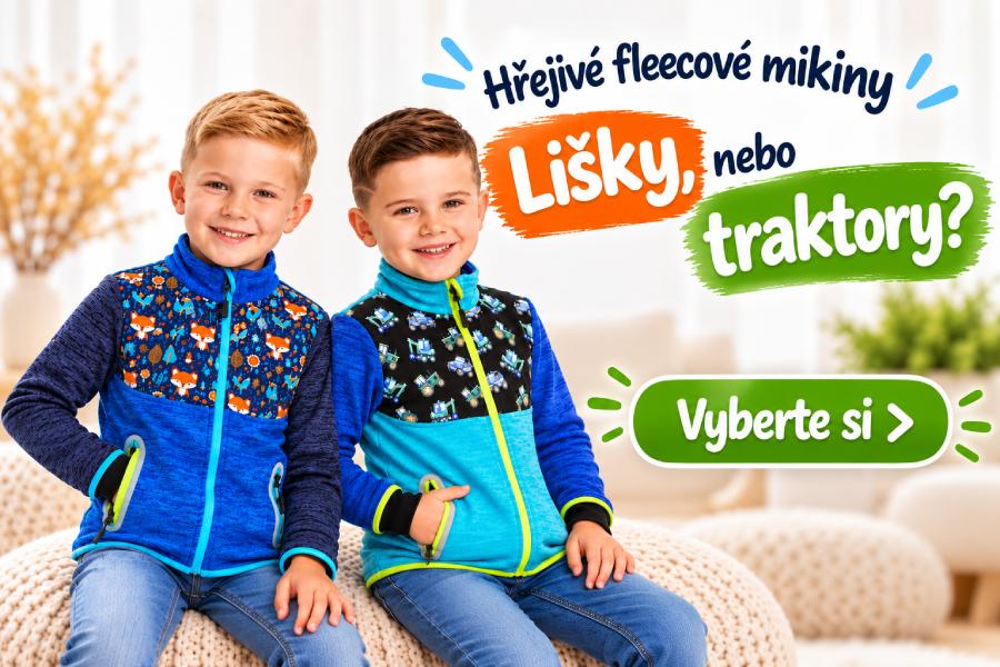 Hřejivé dětské fleecové mikiny s liškami a traktor