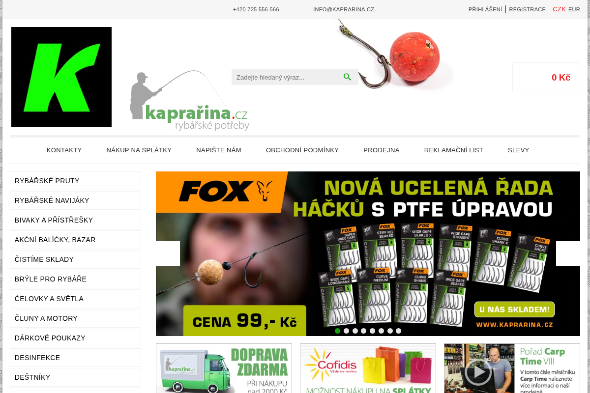 Kaprařina.cz - Rybářské potřeby
