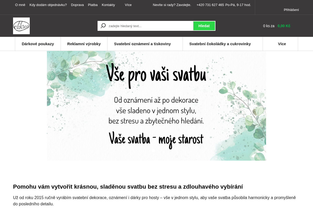 Elikrea - Tvořivá a šicí dílnička, svatební výzdoba
