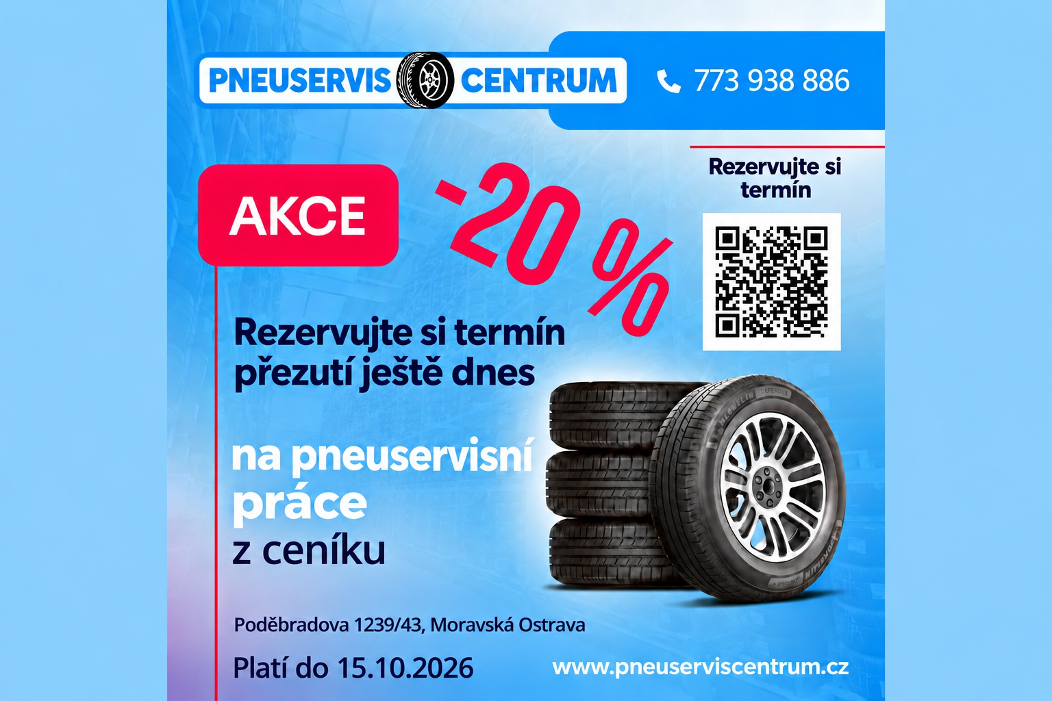 Přezutí pneumatik v Ostravě se slevou 20 %