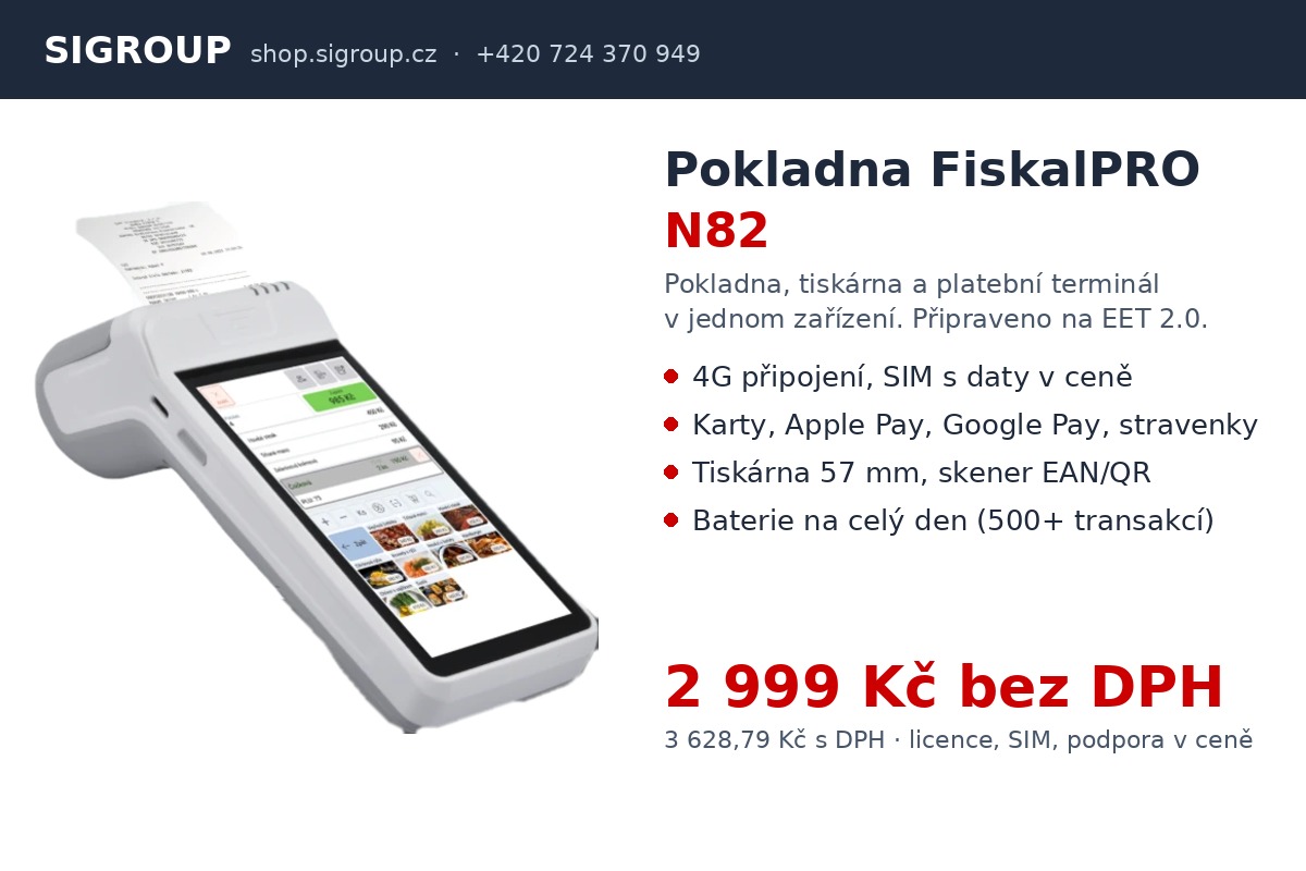 Pokladna a platební terminál FiskalPRO N82