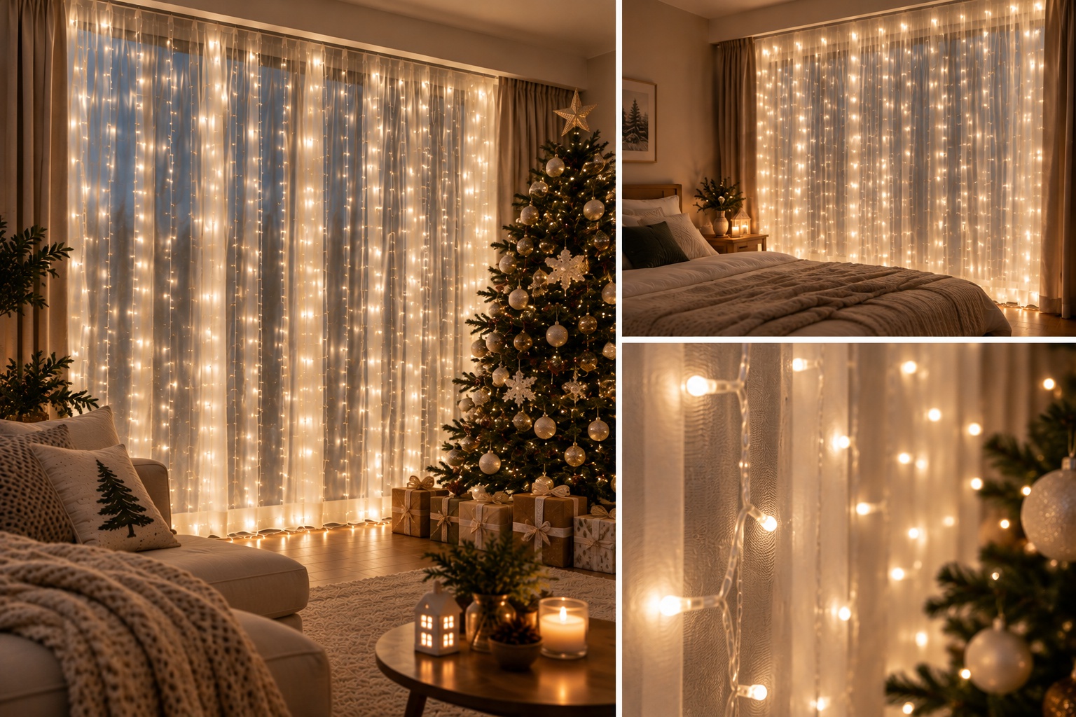 Vánoční LED závěs 3×3 m, 300 LED, dálkové ovládání