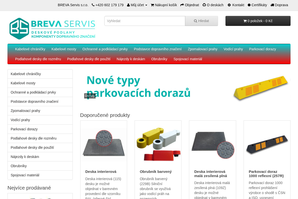 BREVA Servis s.r.o. - deskové PVC podlahy, komponenty dopravního značení