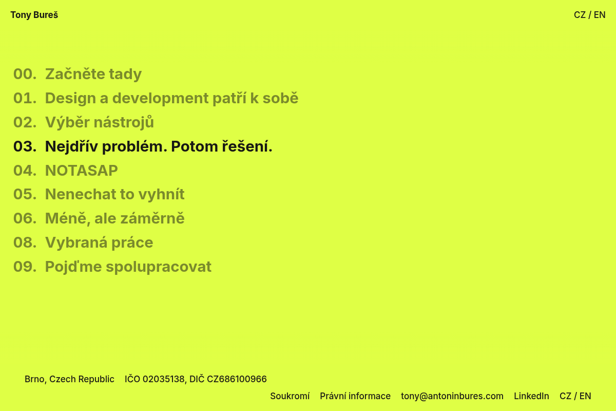 Tony Bureš - frontend developer & designer