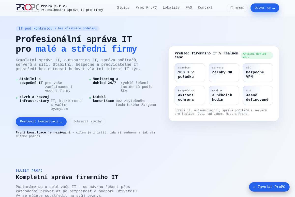 ProPC s.r.o. - Profesionální správa IT pro firmy