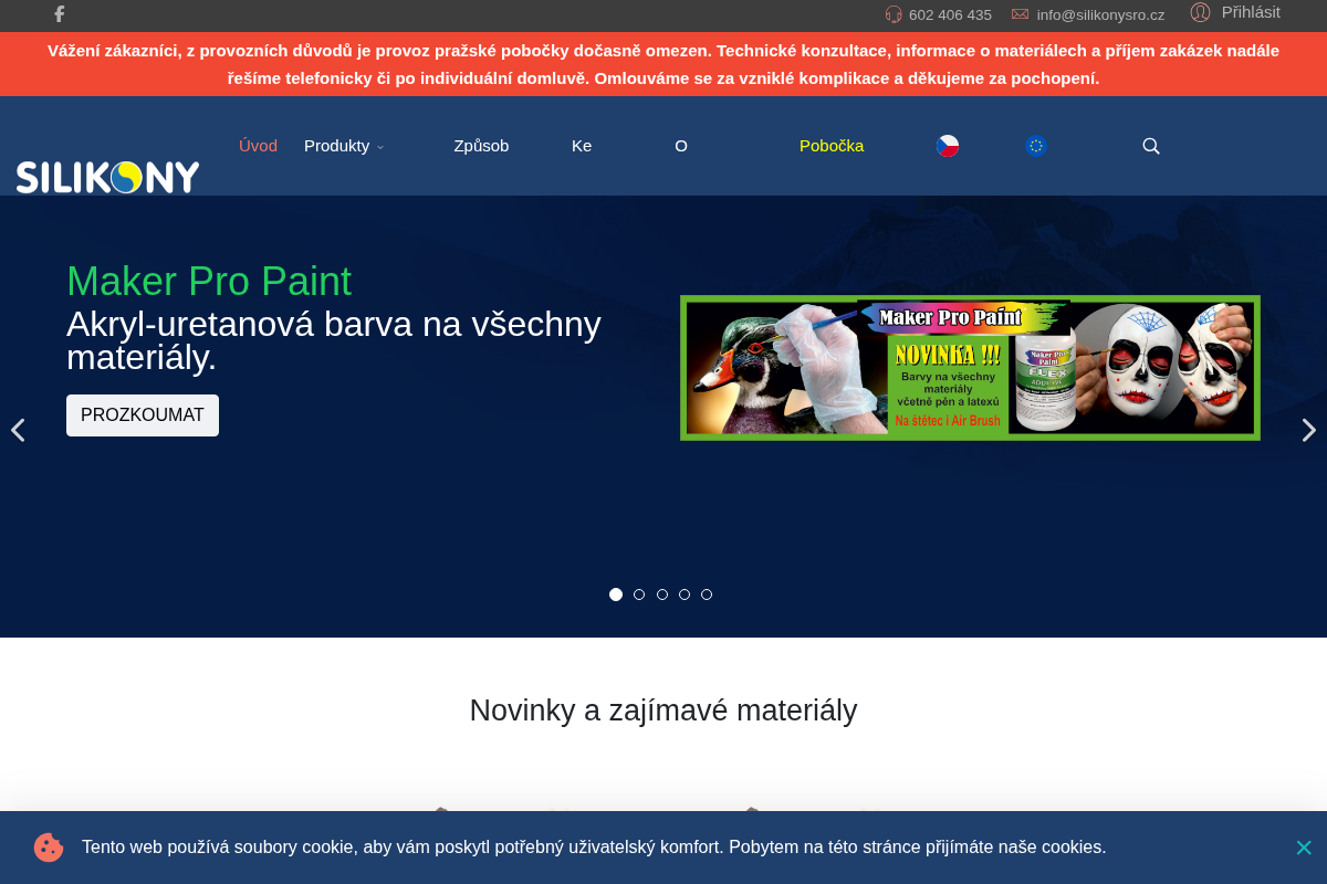 Prodej formovacích silikonů - SILIKONY s.r.o.