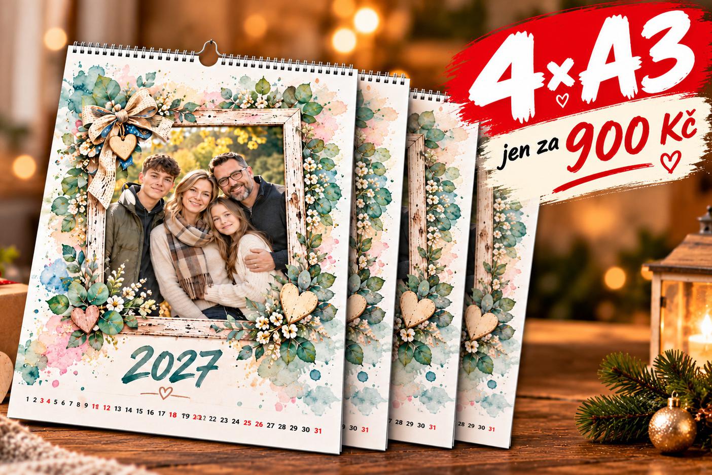 4× fotokalendář A3 z vlastních fotek jen za 900Kč
