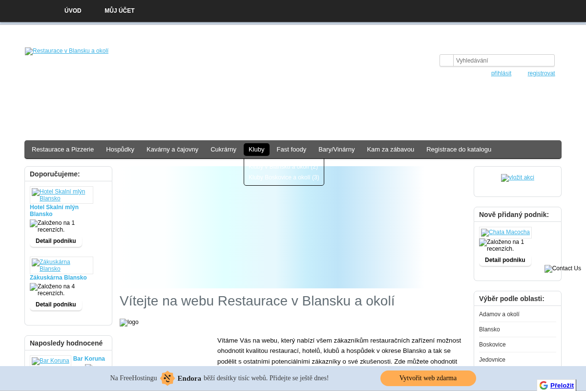 Restaurace v Blansku a okolí