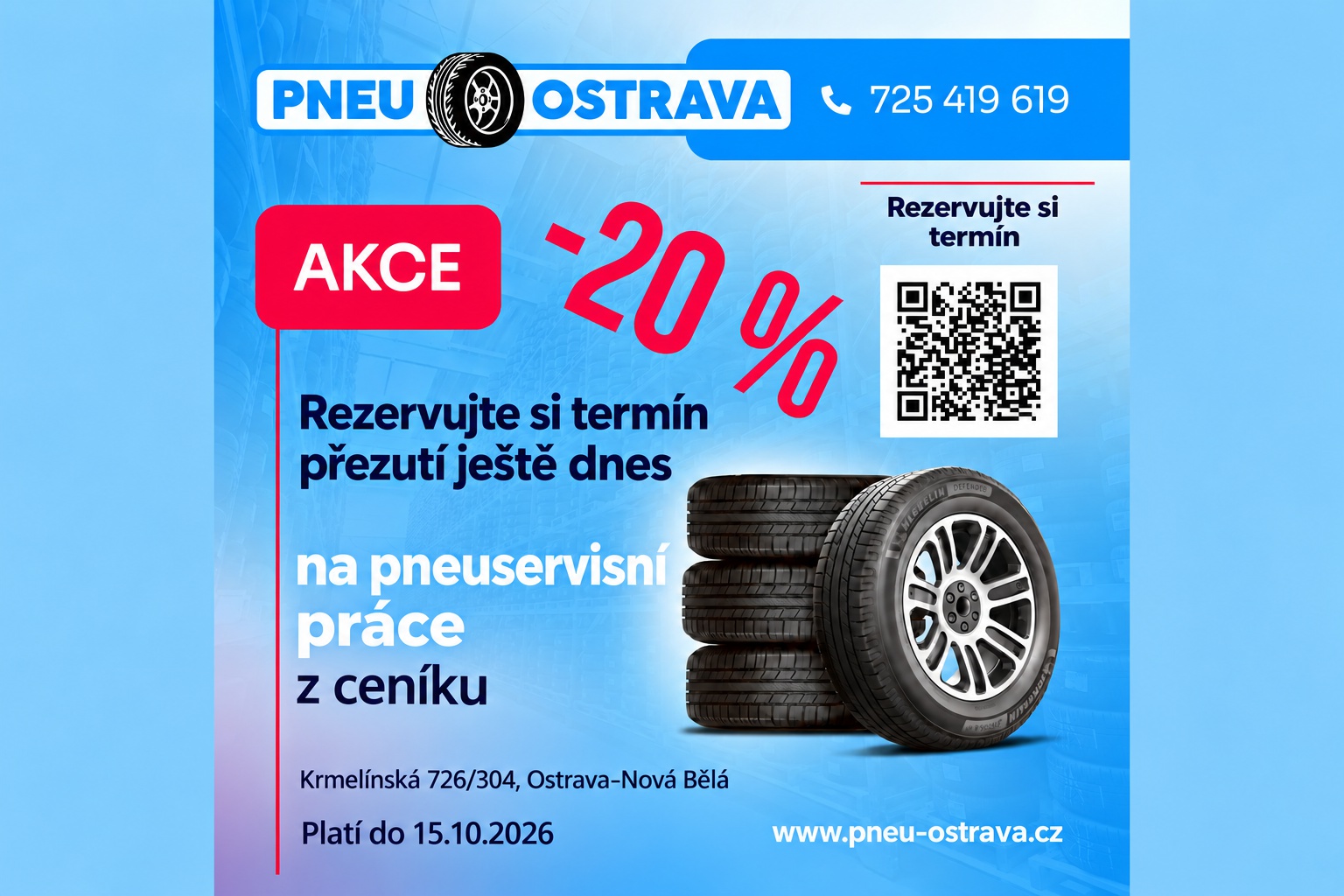 Přezutí pneumatik v Nové Běle se slevou 20 %