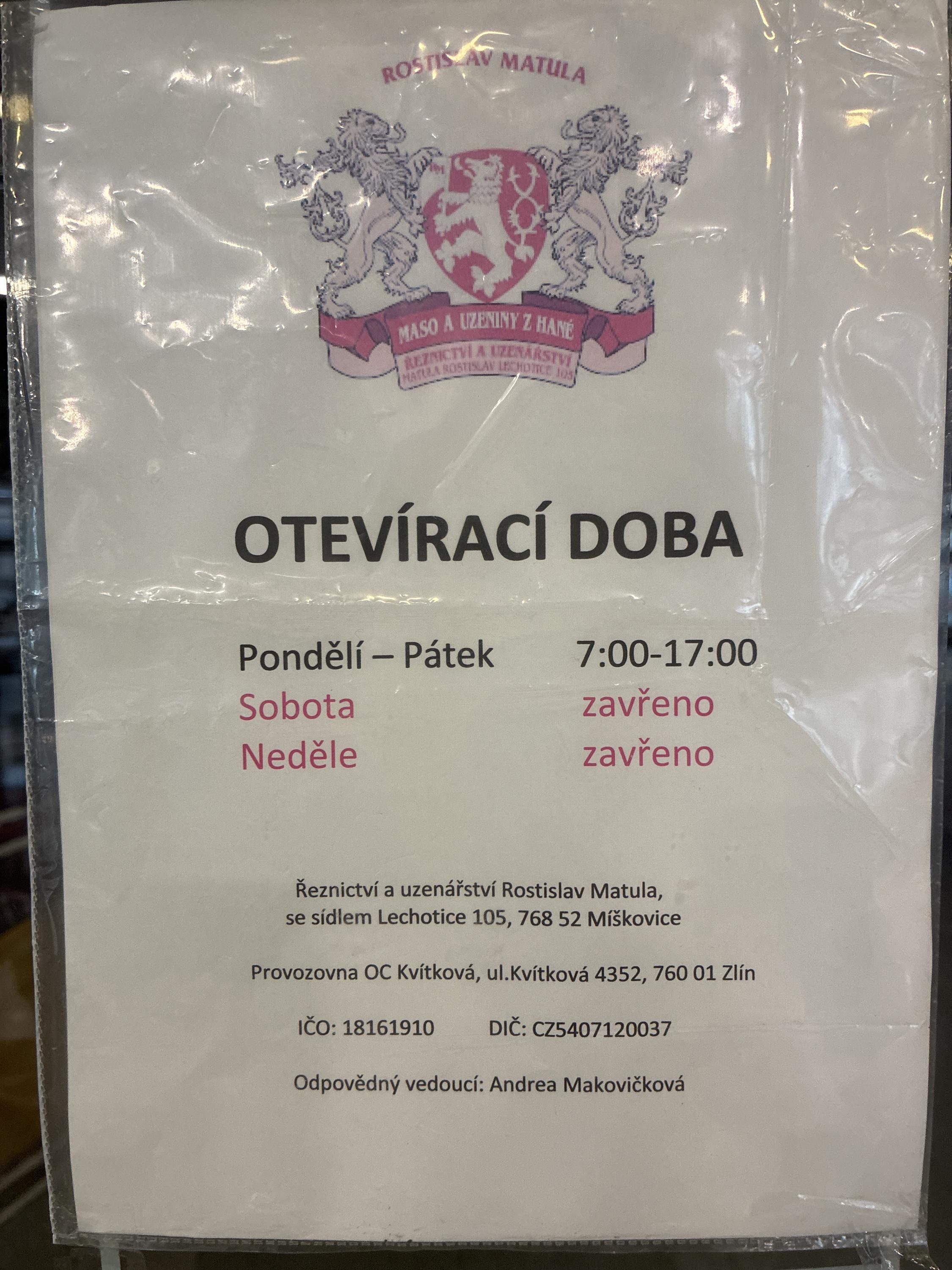 Řeznictví a uzenářství Rostislav Matula foto 1