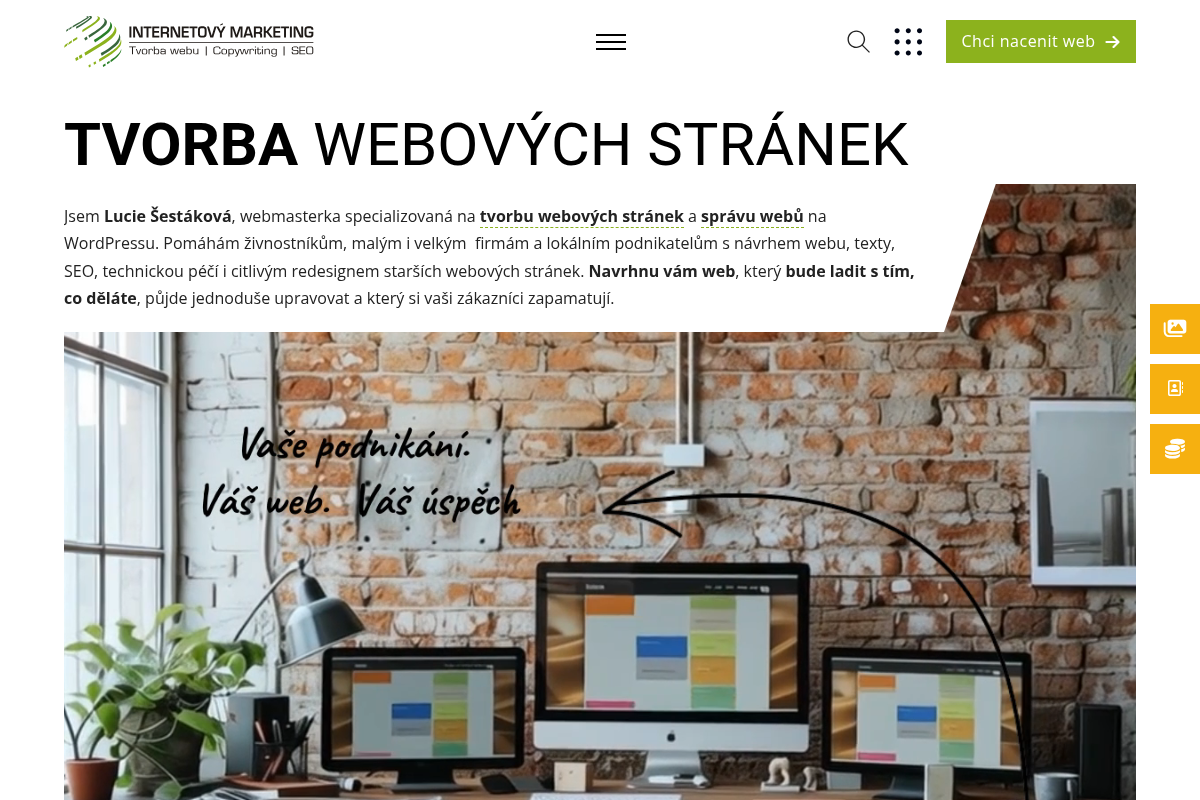 Lucie Šestáková - tvorba webových stránek a správa webů