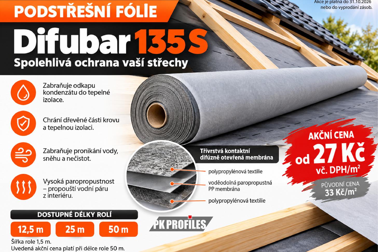Podstřešní fólie Difubar 135 S