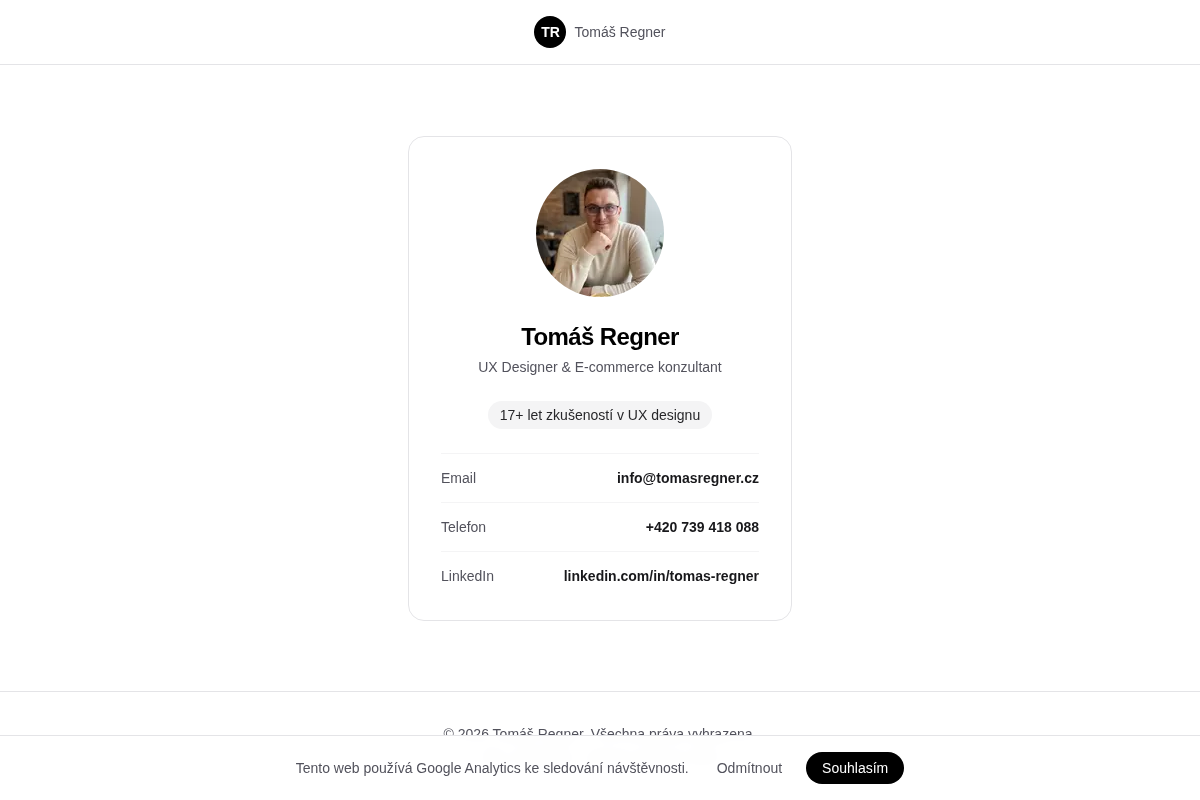 Tomáš Regner - UX architekt & E-commerce konzultant
