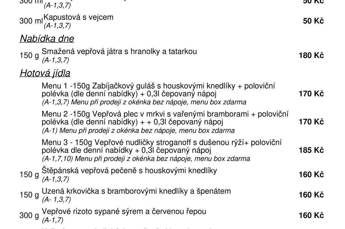 Jídelní nabídka  8.10. 2026