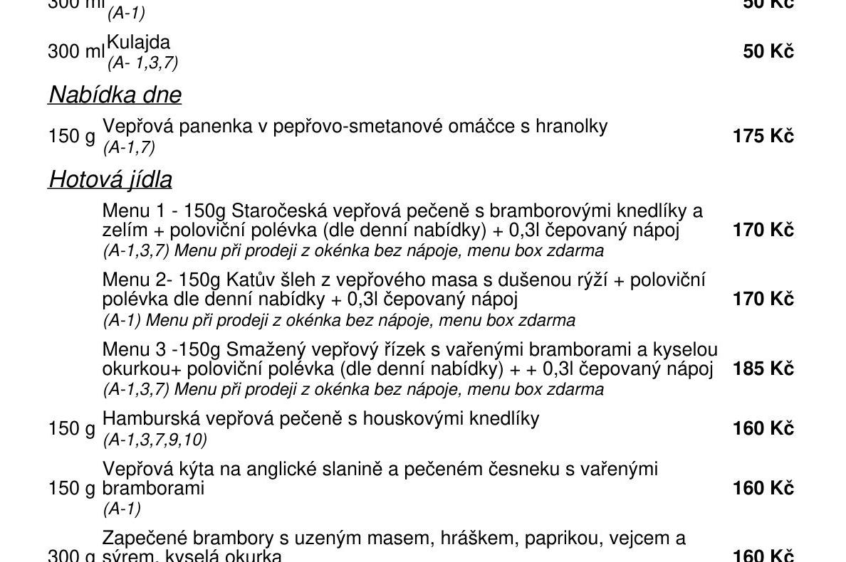 Jídelní nabídka  5.10. 2026