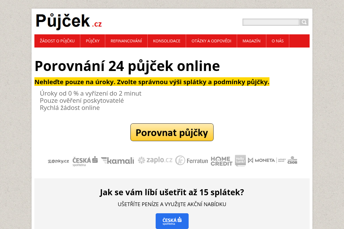 Pujcek.cz - Srovnání půjček online