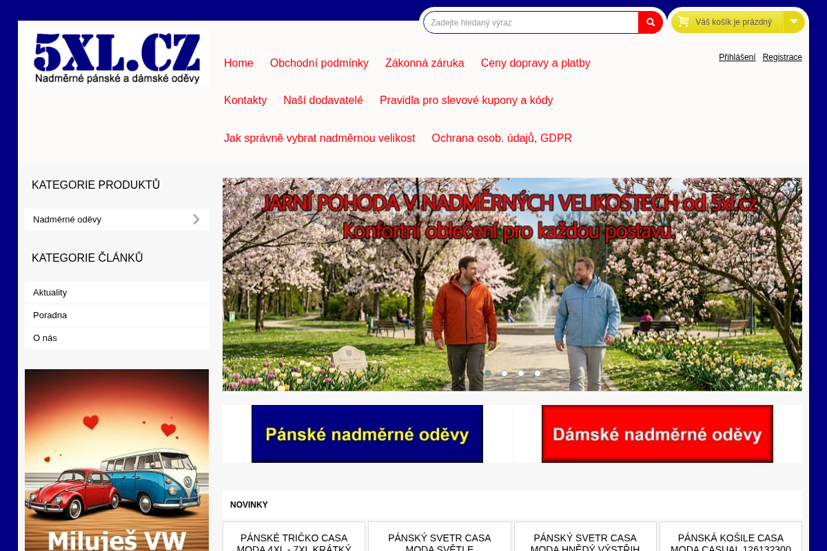 5xl.cz Nadměrné oděvy