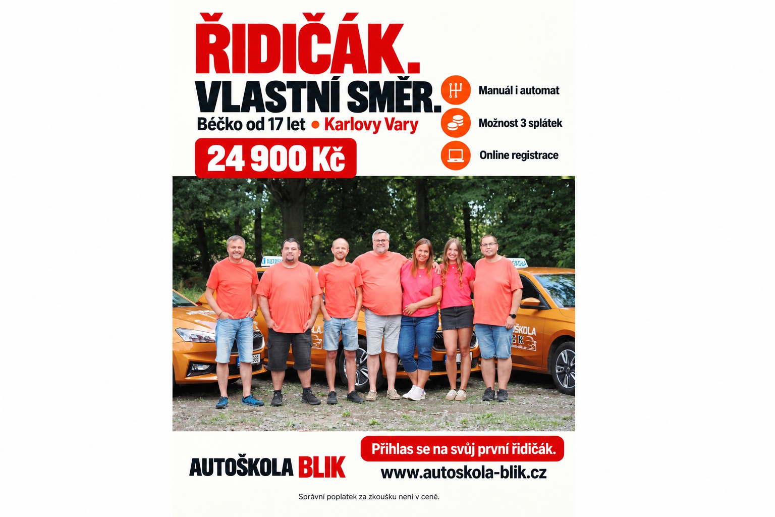 Řidičák od 17 let v Karlových Varech – skupina B