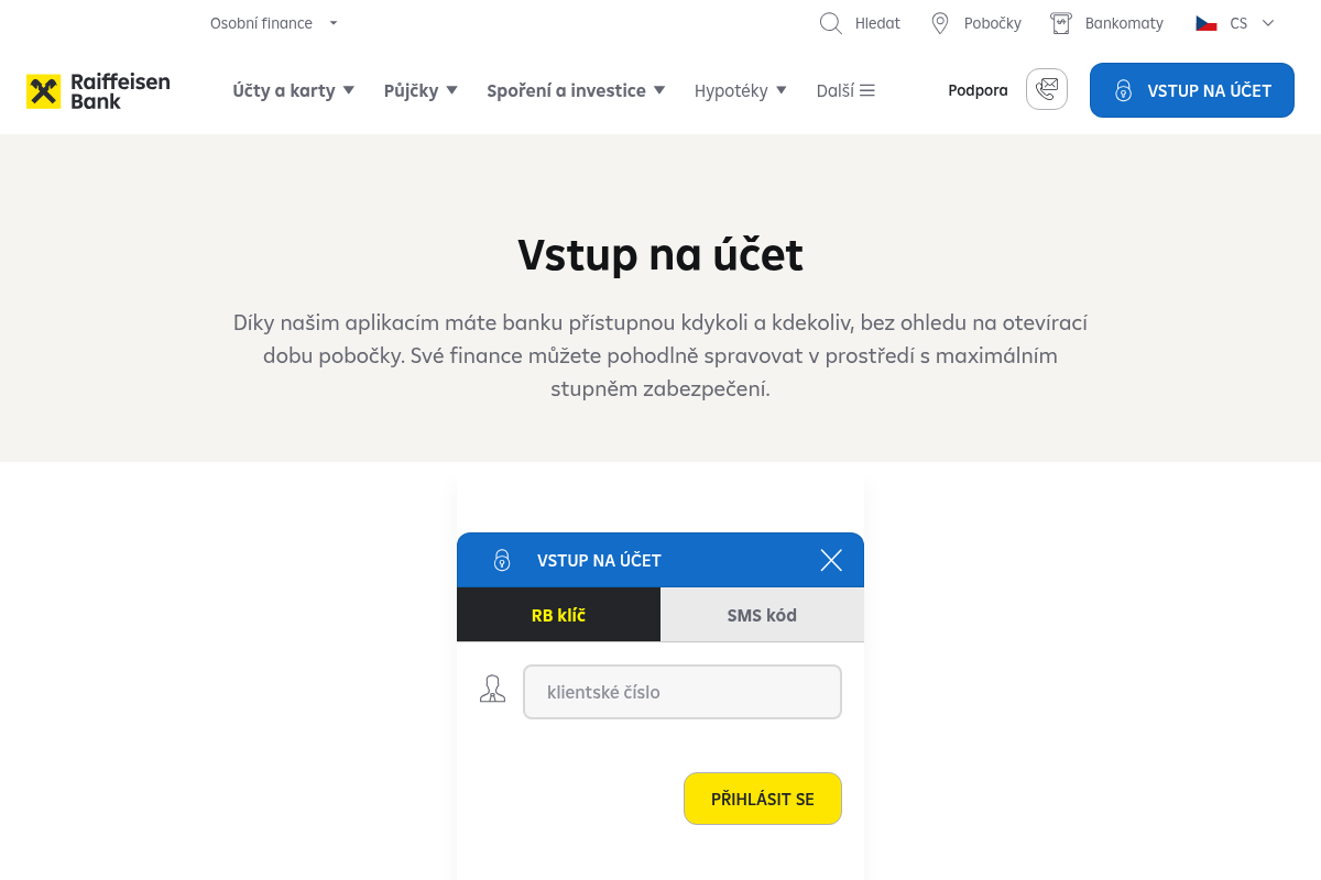 Raiffeisenbank - internetové bankovnictví
