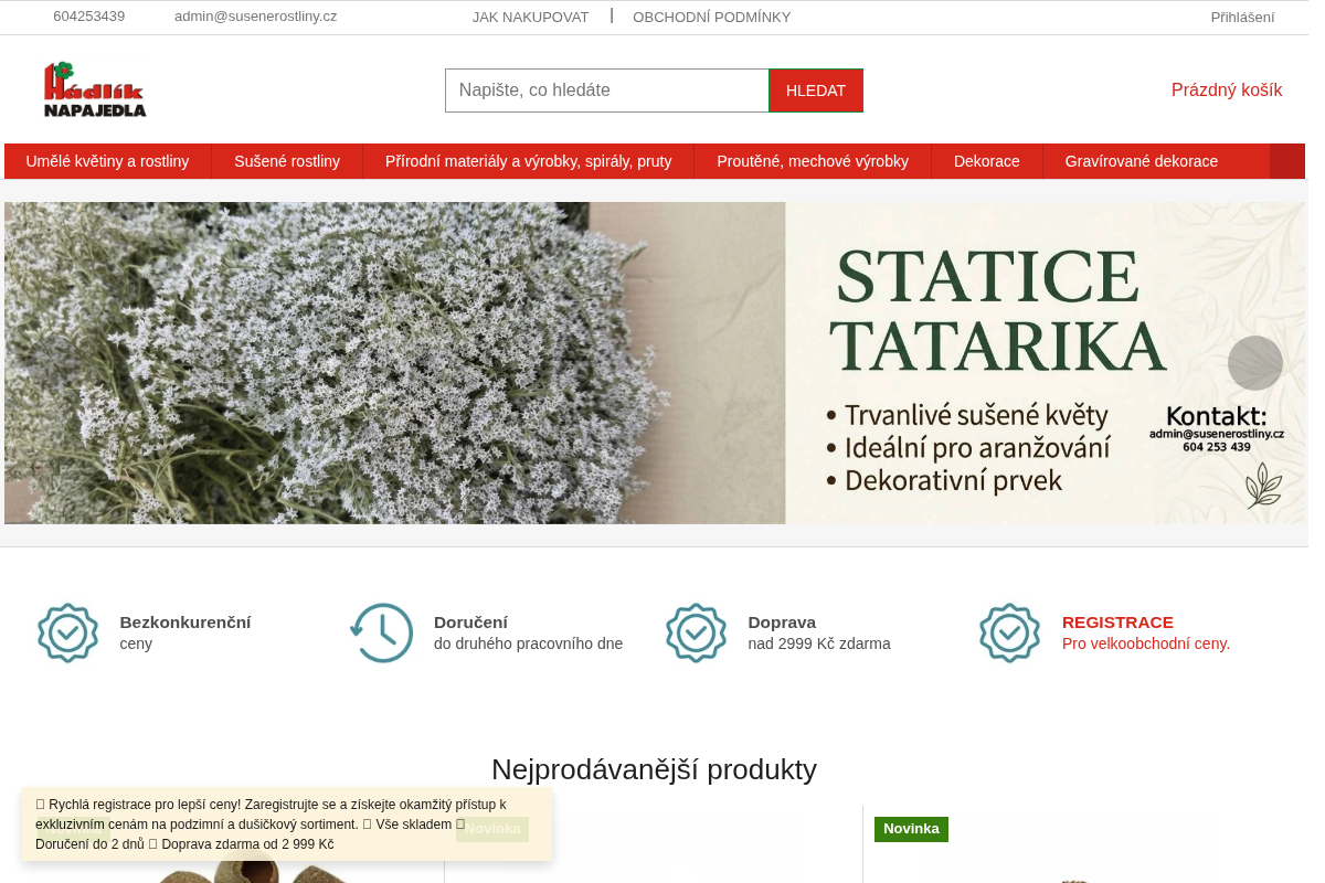 Sušené květiny velkoobchod Hádlík