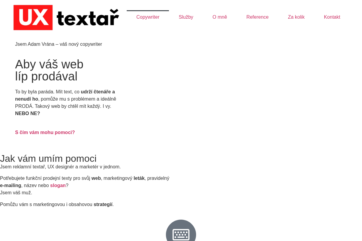 UX textař Adam Vrána – copywriting, tvorba webu, marketing