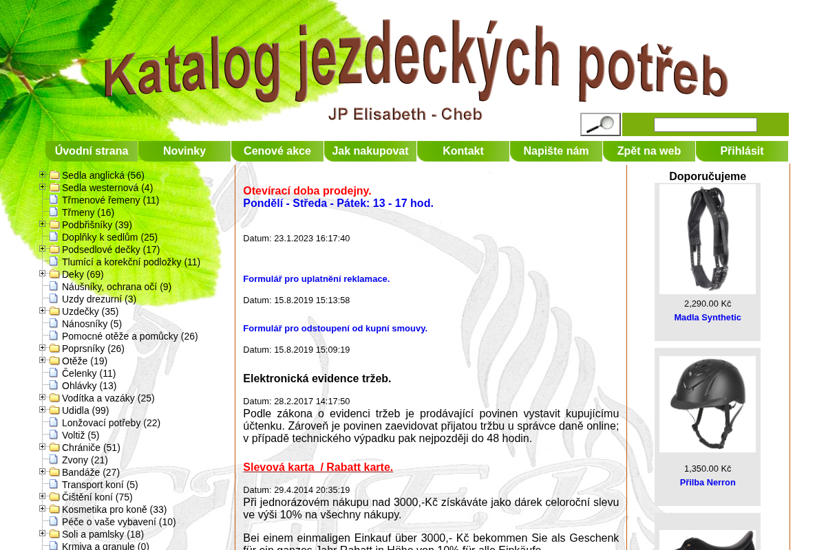 JEZDECKÉ POTŘEBY ELISABETH
