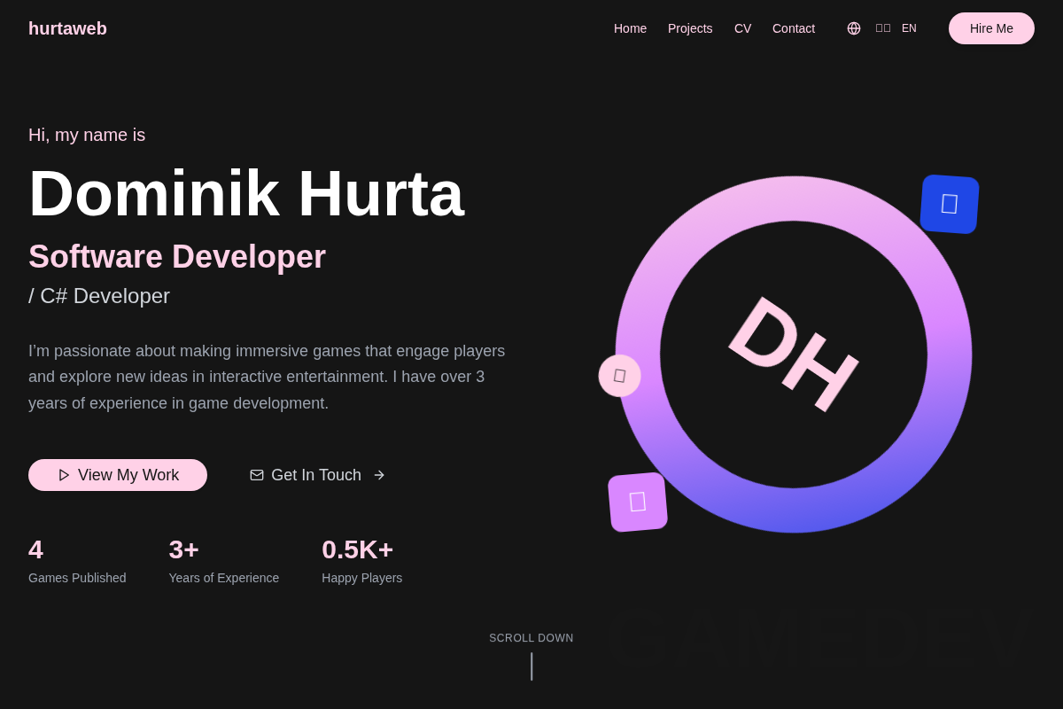 Dominik Hurta - Herní vývojář