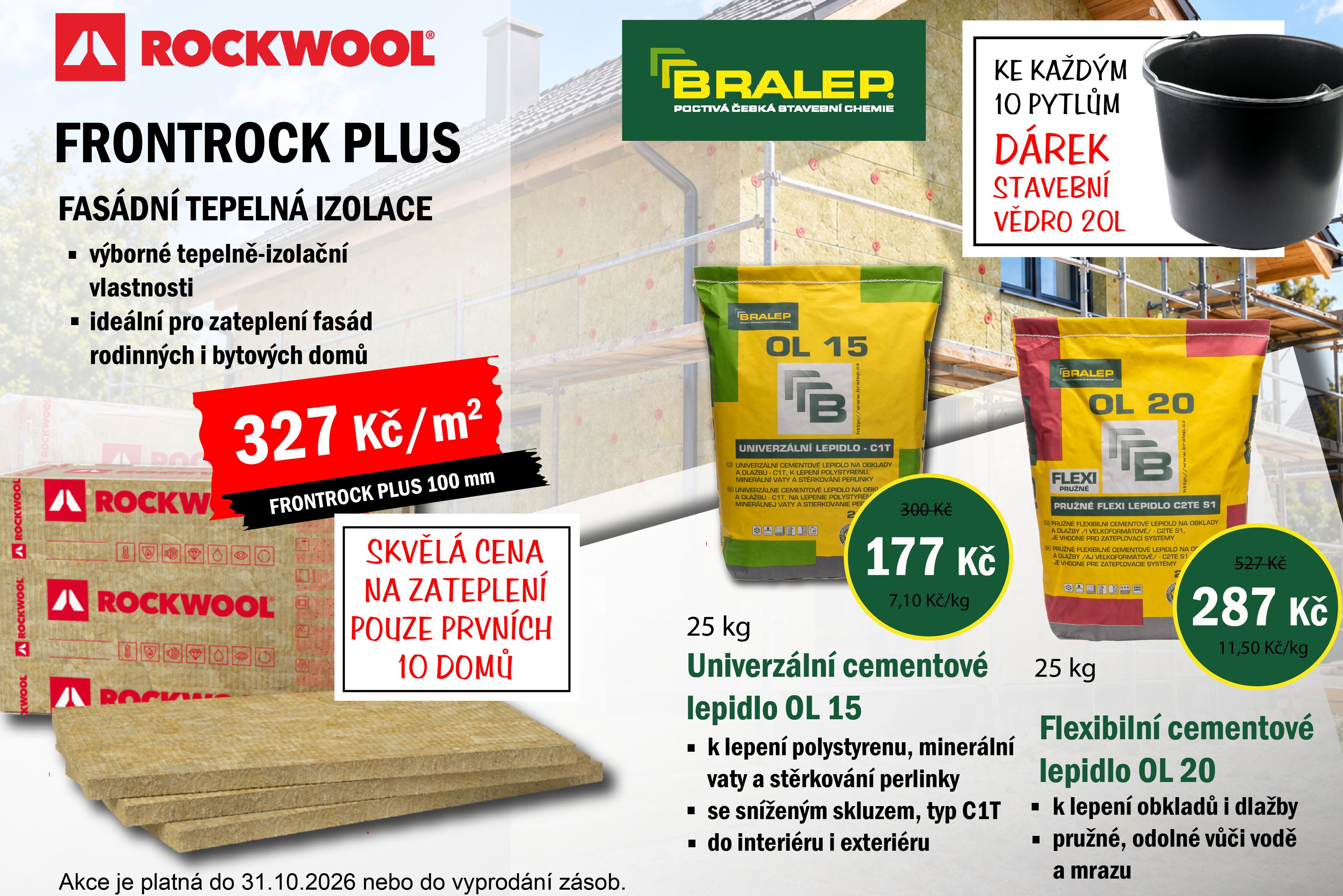 Fasádní izolace Rockwool a lepidla Bralep