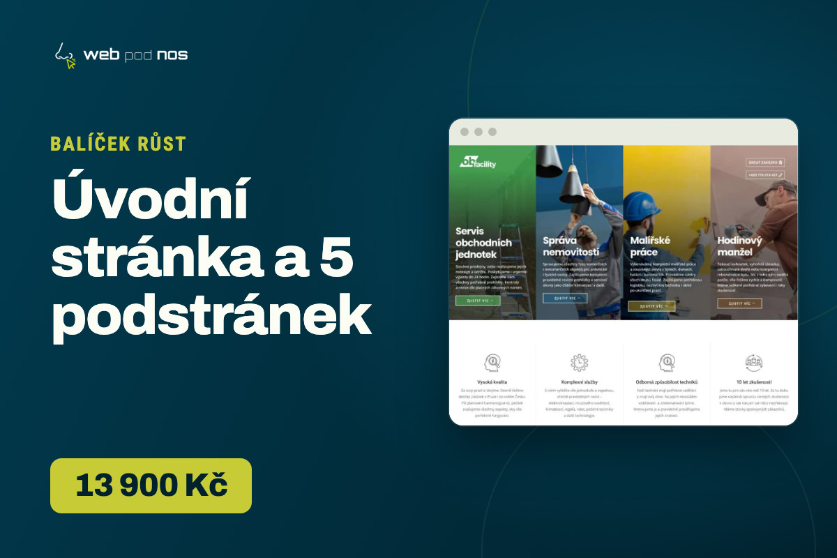 RŮST – úvodní stránka a 5 podstránek