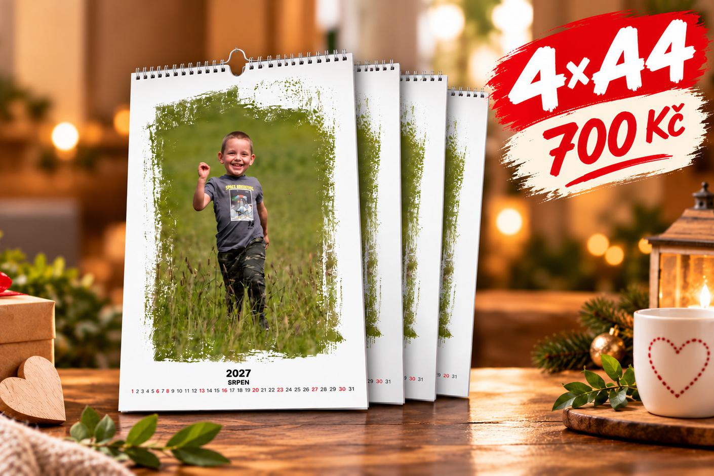 4× fotokalendář A4 z vlastních fotek za 700 Kč