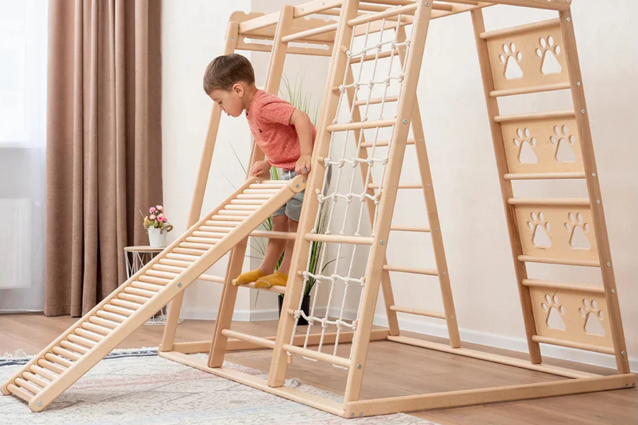 Montessori dětské hřiště 6v1 natural s rampou